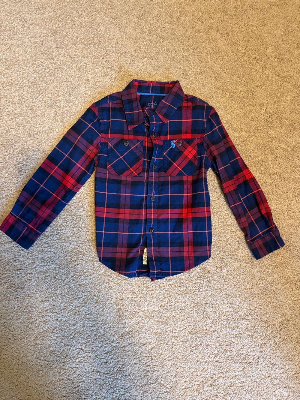 Joules Red & Navy Plaid Button-Up Shirt
